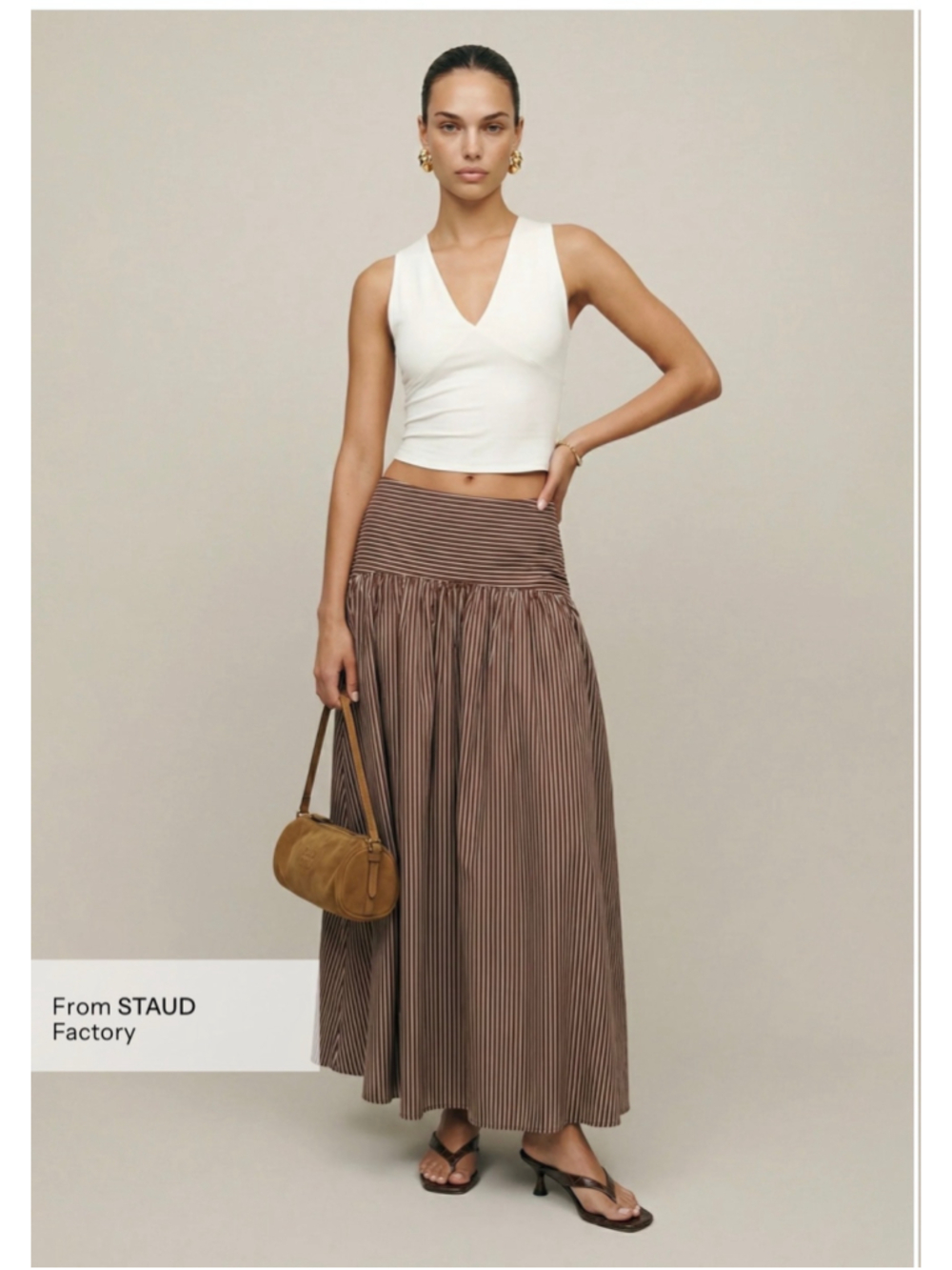 Women's Caara Brown and White Striped Maxi Skirt Size 6
